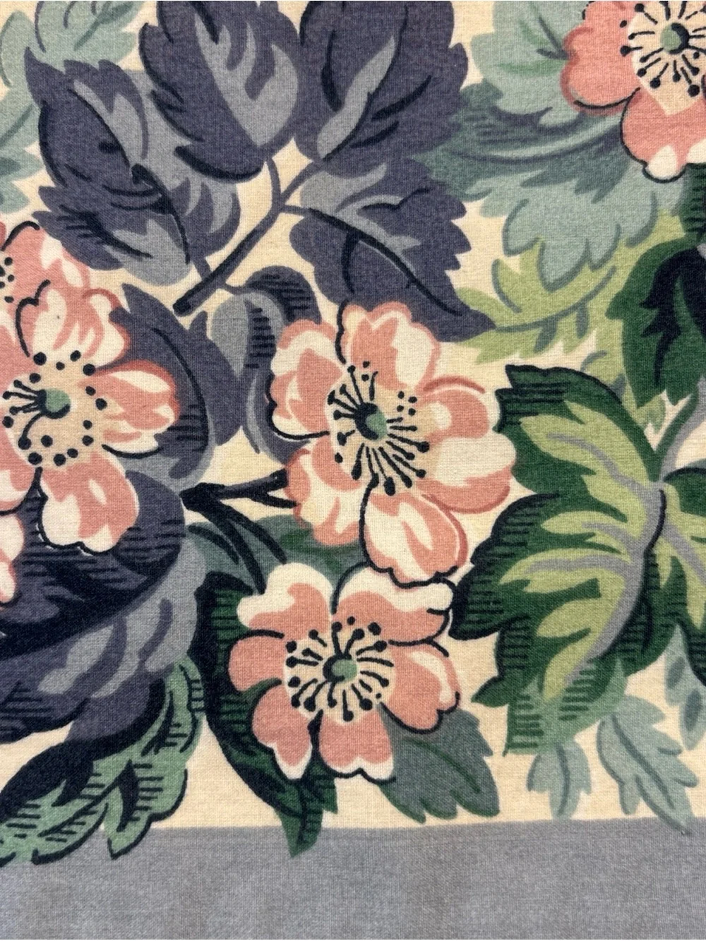 Vintage Laura Ashley Ashbourne Twin FLAT Sheet, Pink Green Hydrangea Floral EUC